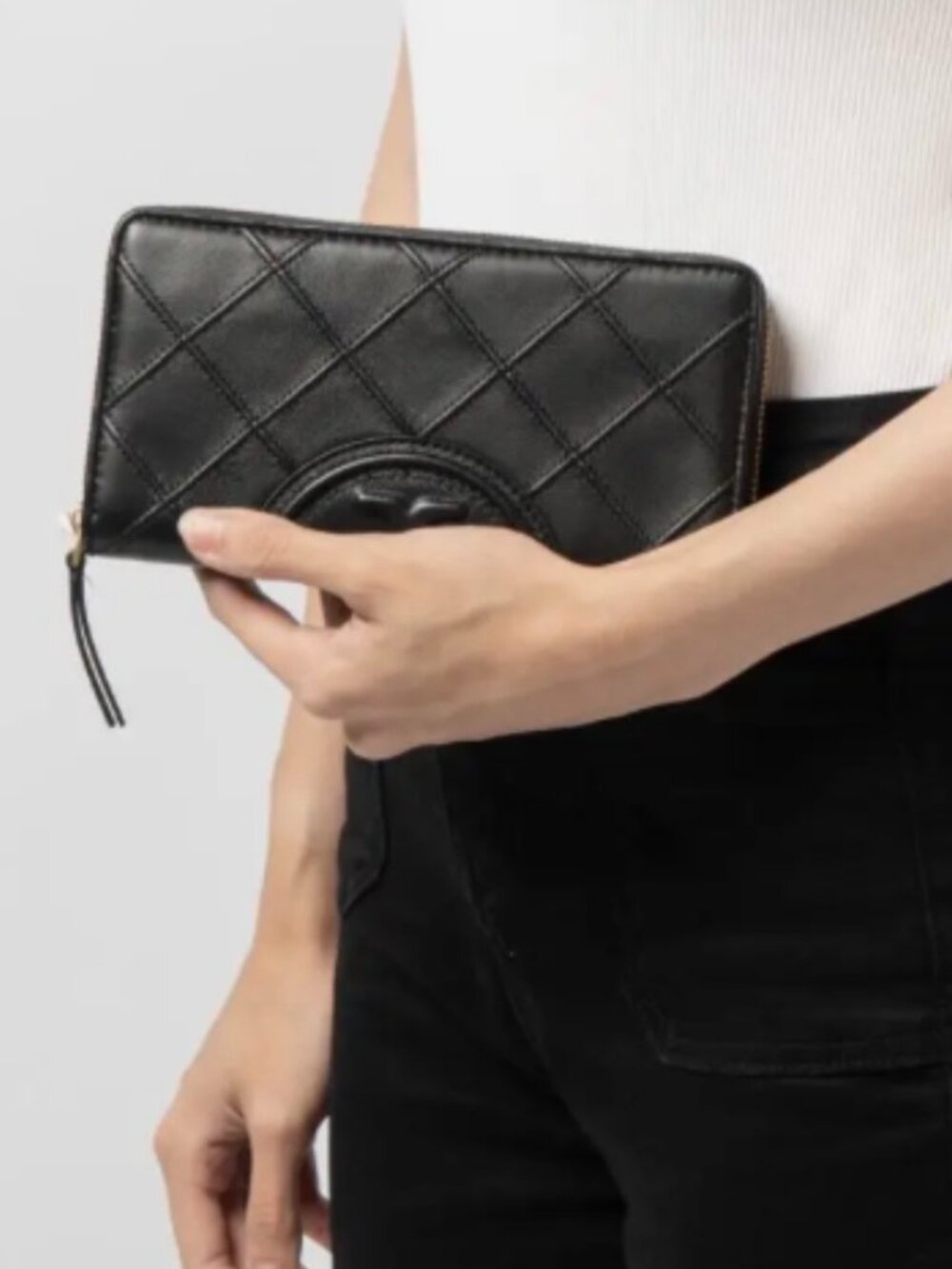 Tory Burch Fleming Matte Black Soft PU Continental Wallet